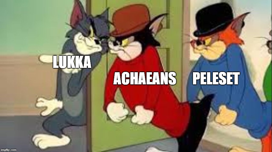 Tom and Jerry Goons | ACHAEANS      PELESET; LUKKA | image tagged in tom and jerry goons | made w/ Imgflip meme maker