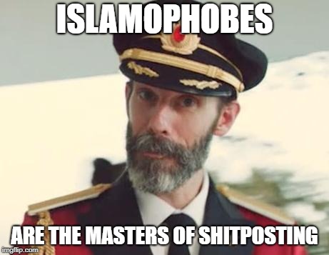 Islamophobes Are The Masters Of Shitposting | ISLAMOPHOBES; ARE THE MASTERS OF SHITPOSTING | image tagged in captain obvious,islamophobia,shitpost | made w/ Imgflip meme maker