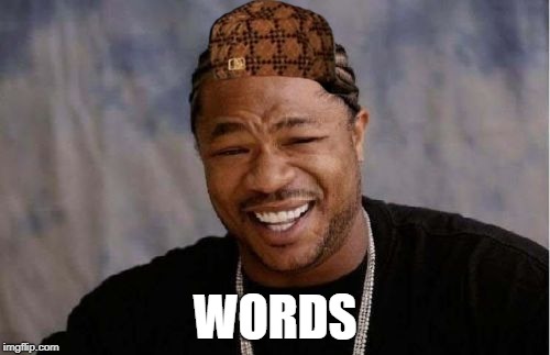 Yo Dawg Heard You Meme | WORDS | image tagged in memes,yo dawg heard you,scumbag | made w/ Imgflip meme maker