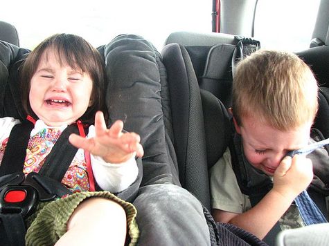 CRYING KIDS IN CAR Blank Meme Template