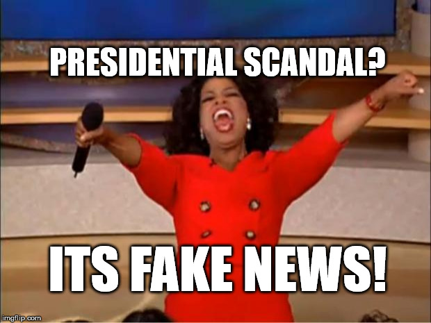 Oprah You Get A | PRESIDENTIAL SCANDAL? ITS FAKE NEWS! | image tagged in memes,oprah you get a | made w/ Imgflip meme maker