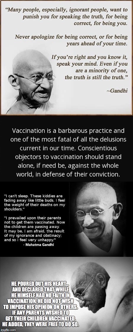 Refinement of Thought/Heart | image tagged in vaccination,gandhi,truth,medical freedom,conscientious objector | made w/ Imgflip meme maker