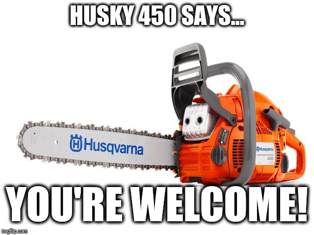 HUSKY 450 SAYS... YOU'RE WELCOME! | made w/ Imgflip meme maker