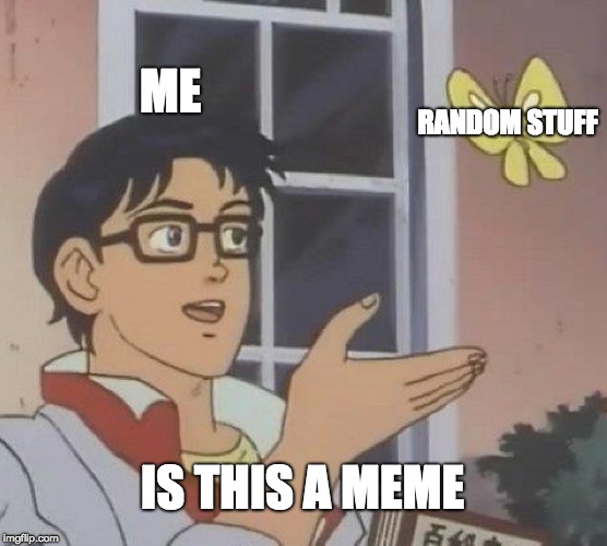 Is This A Pigeon | ME; RANDOM STUFF; IS THIS A MEME | image tagged in memes,is this a pigeon | made w/ Imgflip meme maker