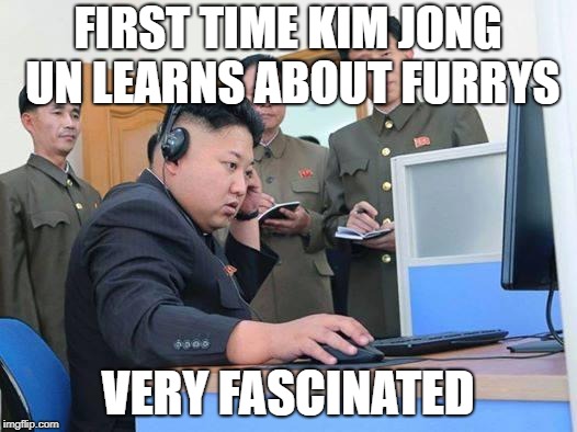 Kim Jong Un computer | FIRST TIME KIM JONG UN LEARNS ABOUT FURRYS; VERY FASCINATED | image tagged in kim jong un computer | made w/ Imgflip meme maker