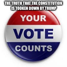 Vote | THE TRUTH THAT THE CONSTITUTION IS TOOKEN DOWN BY TRUMP | image tagged in vote | made w/ Imgflip meme maker