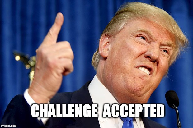 Donald Trump | CHALLENGE  ACCEPTED | image tagged in donald trump | made w/ Imgflip meme maker
