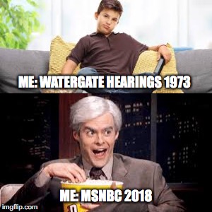 TV News 40 Years Later | ME: WATERGATE HEARINGS 1973; ME: MSNBC 2018 | image tagged in news,politics,trump impeachment | made w/ Imgflip meme maker