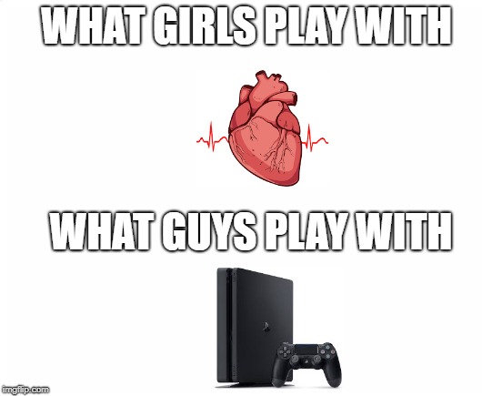 guys can relate | WHAT GIRLS PLAY WITH; WHAT GUYS PLAY WITH | image tagged in blank page,distracted boyfriend,memes,funny | made w/ Imgflip meme maker