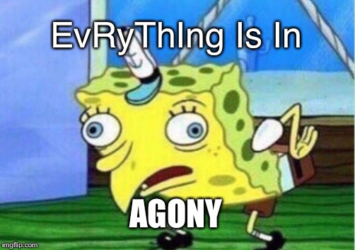 Mocking Spongebob Meme | EvRyThIng Is In AGONY | image tagged in memes,mocking spongebob | made w/ Imgflip meme maker