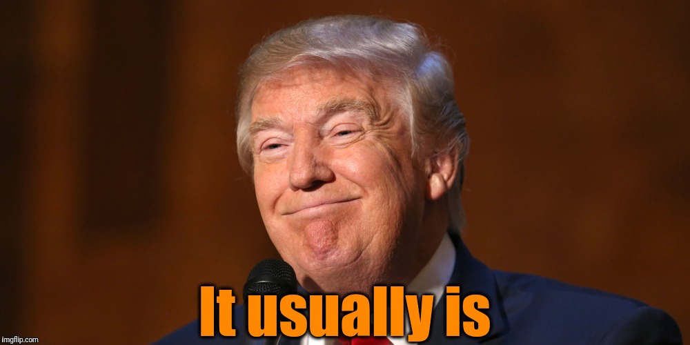 Donald Trump Smiling | It usually is | image tagged in donald trump smiling | made w/ Imgflip meme maker