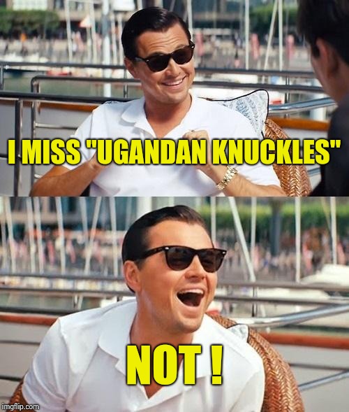 Leonardo Dicaprio Wolf Of Wall Street Meme | I MISS "UGANDAN KNUCKLES" NOT ! | image tagged in memes,leonardo dicaprio wolf of wall street | made w/ Imgflip meme maker