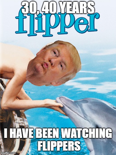 I have been watching flippers | 30, 40 YEARS; I HAVE BEEN WATCHING FLIPPERS | image tagged in donald trump | made w/ Imgflip meme maker