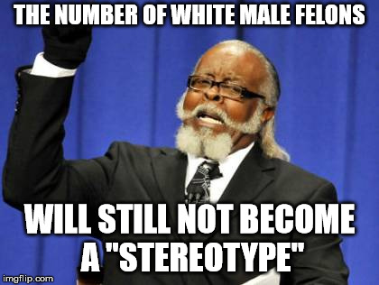 Too Damn High Meme | THE NUMBER OF WHITE MALE FELONS WILL STILL NOT BECOME A "STEREOTYPE" | image tagged in memes,too damn high | made w/ Imgflip meme maker