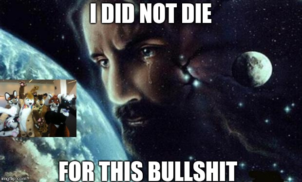 Jesus crying | I DID NOT DIE; FOR THIS BULLSHIT | image tagged in jesus crying | made w/ Imgflip meme maker