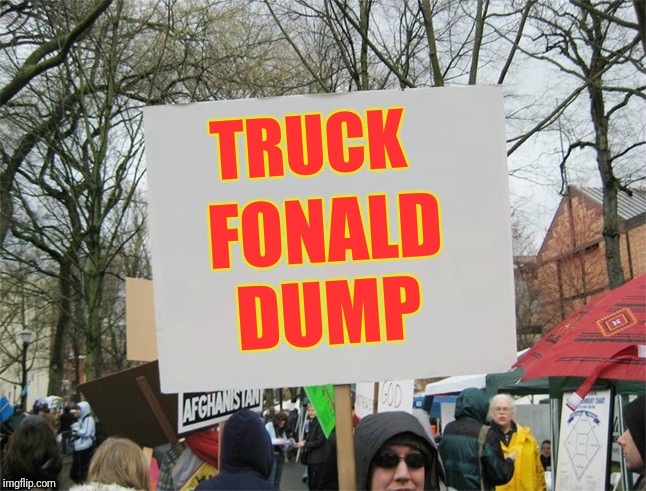 Truckers of the world, unite! | TRUCK; FONALD; DUMP | image tagged in blank protest sign,memes | made w/ Imgflip meme maker