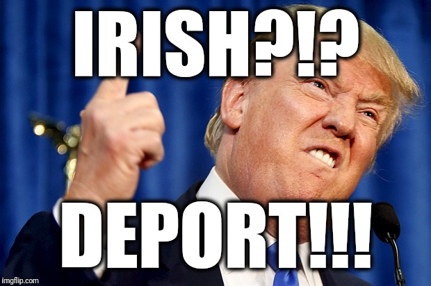 Donald Trump | IRISH?!? DEPORT!!! | image tagged in donald trump | made w/ Imgflip meme maker