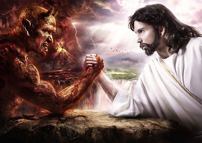 High Quality Jesus Satan Armwrestle Blank Meme Template