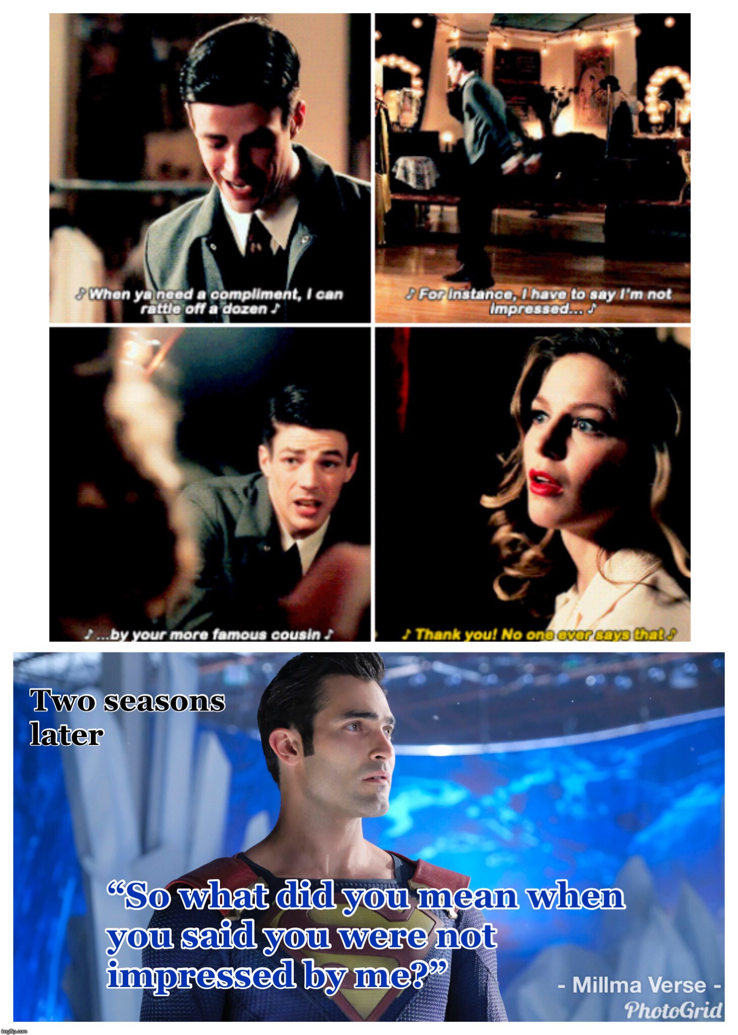 Superman Question | image tagged in the flash,superman,supergirl,arrowverse,duet | made w/ Imgflip meme maker