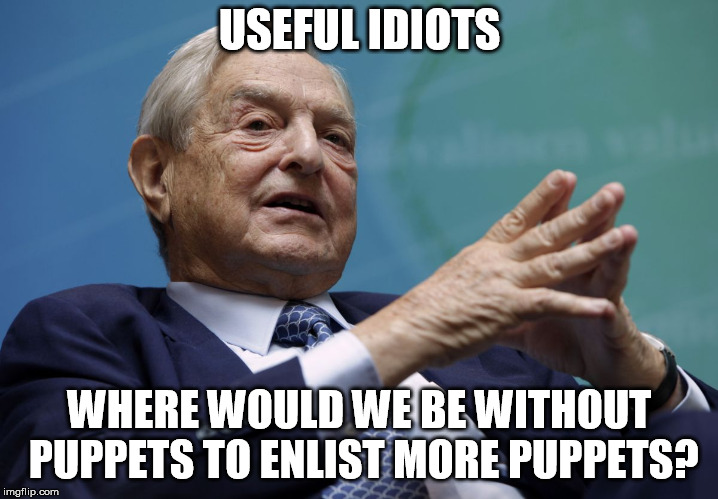 George Soros | USEFUL IDIOTS WHERE WOULD WE BE WITHOUT PUPPETS TO ENLIST MORE PUPPETS? | image tagged in george soros | made w/ Imgflip meme maker