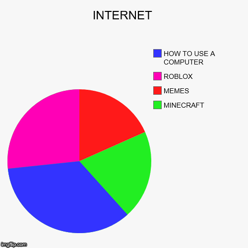 INTERNET | MINECRAFT, MEMES, ROBLOX, HOW TO USE A COMPUTER | image tagged in funny,pie charts | made w/ Imgflip chart maker
