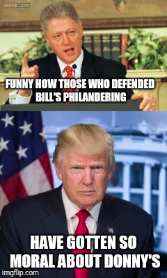 Either way, I don't care | FUNNY HOW THOSE WHO DEFENDED BILL'S PHILANDERING; HAVE GOTTEN SO MORAL ABOUT DONNY'S | image tagged in monica or melania | made w/ Imgflip meme maker