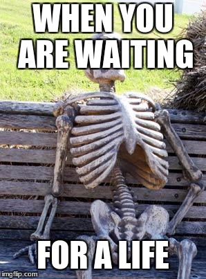 Waiting Skeleton | WHEN YOU ARE WAITING; FOR A LIFE | image tagged in memes,waiting skeleton | made w/ Imgflip meme maker