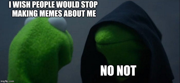 Evil Kermit | I WISH PEOPLE WOULD STOP MAKING MEMES ABOUT ME; NO NOT | image tagged in memes,evil kermit | made w/ Imgflip meme maker