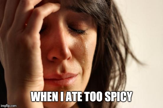 First World Problems Meme | WHEN I ATE TOO SPICY | image tagged in memes,first world problems | made w/ Imgflip meme maker