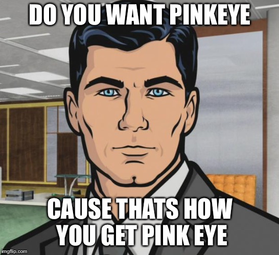 Archer | DO YOU WANT PINKEYE; CAUSE THATS HOW YOU GET PINK EYE | image tagged in memes,archer | made w/ Imgflip meme maker