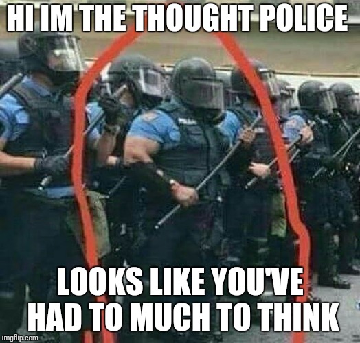 HI IM THE THOUGHT POLICE LOOKS LIKE YOU'VE HAD TO MUCH TO THINK | made w/ Imgflip meme maker