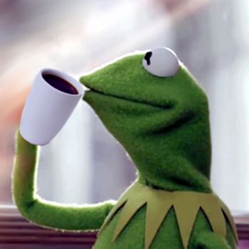 Kermit drinking coffee Blank Meme Template
