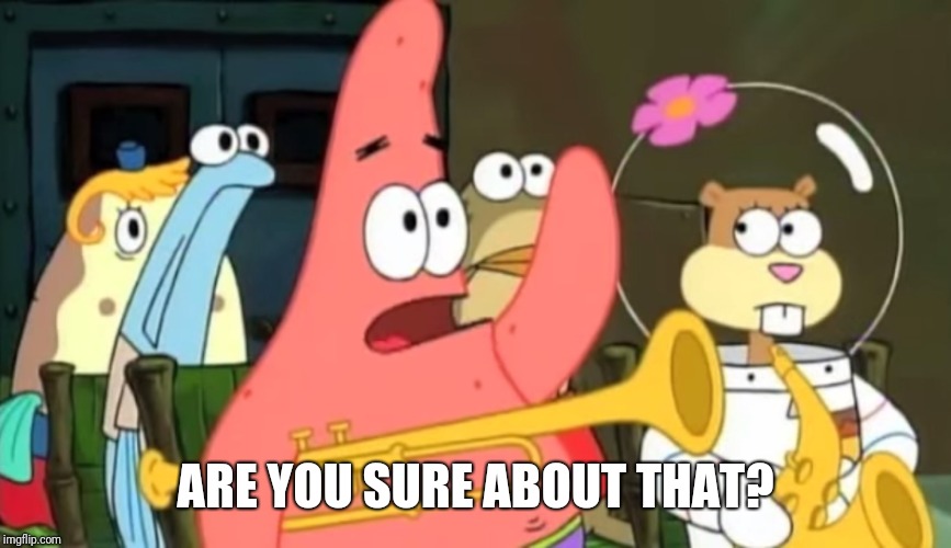 patrick star | ARE YOU SURE ABOUT THAT? | image tagged in patrick star | made w/ Imgflip meme maker
