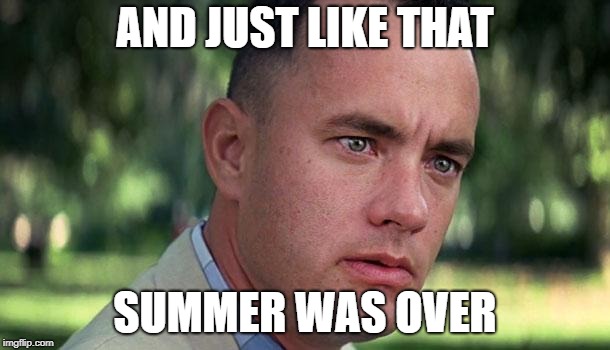 Forest Gump | AND JUST LIKE THAT; SUMMER WAS OVER | image tagged in forest gump | made w/ Imgflip meme maker