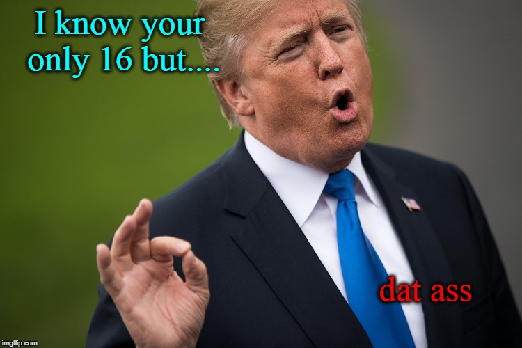 Inappropriate POTUS | I know your only 16 but.... dat ass | image tagged in potus,trump,donald trump,trump memes,funny memes | made w/ Imgflip meme maker