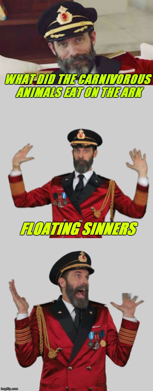 It's that obvious | WHAT DID THE CARNIVOROUS ANIMALS EAT ON THE ARK; FLOATING SINNERS | image tagged in it's that obvious | made w/ Imgflip meme maker