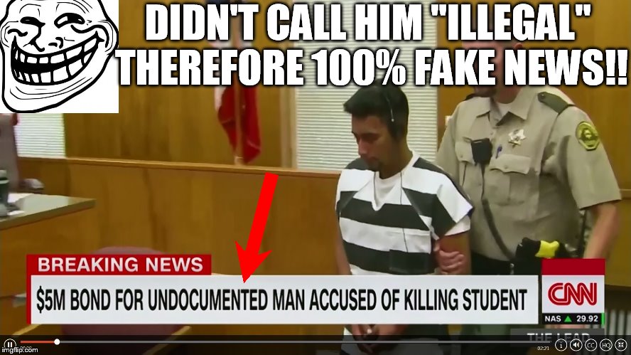 DIDN'T CALL HIM "ILLEGAL" THEREFORE 100% FAKE NEWS!! | made w/ Imgflip meme maker