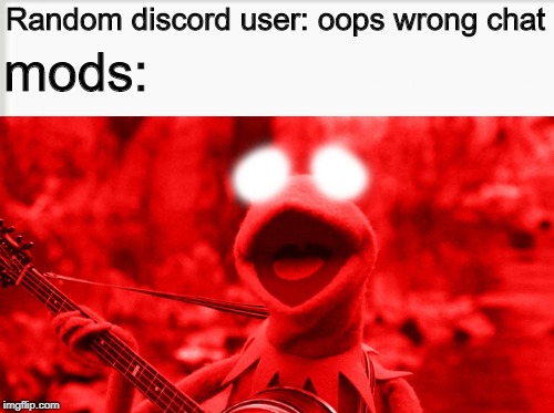 Random discord user: oops wrong chat; mods: | image tagged in kermit the frog,woke | made w/ Imgflip meme maker