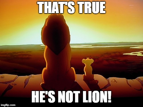 Lion King Meme | THAT'S TRUE HE'S NOT LION! | image tagged in memes,lion king | made w/ Imgflip meme maker