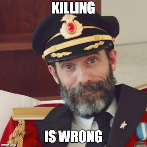 Captain Obvious | KILLING IS WRONG | image tagged in captain obvious | made w/ Imgflip meme maker