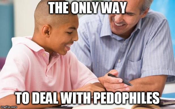 counseling education | THE ONLY WAY; TO DEAL WITH PEDOPHILES | image tagged in counseling education,pedophile,pedophiles,counseling,help,rehab | made w/ Imgflip meme maker