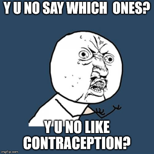 Y U No Meme | Y U NO SAY WHICH  ONES? Y U NO LIKE CONTRACEPTION? | image tagged in memes,y u no | made w/ Imgflip meme maker