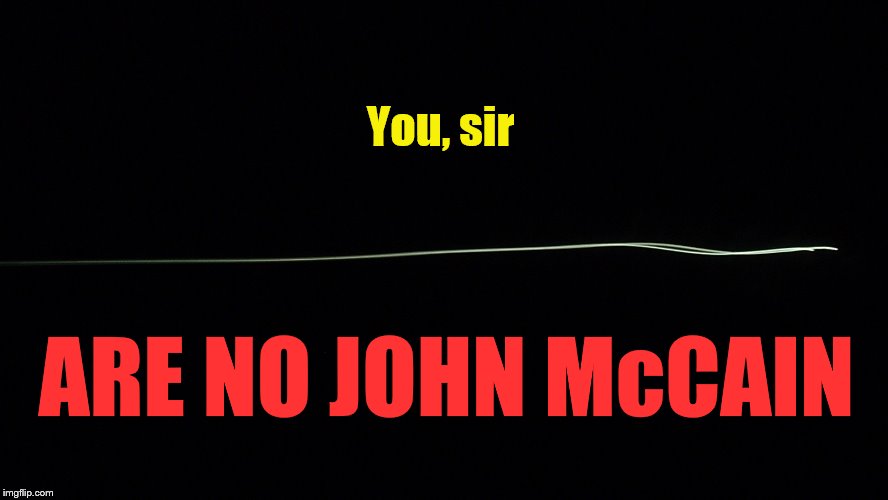 Hey, Trump... | You, sir; ARE NO JOHN McCAIN | image tagged in trump,trump traitor,traitor,john mccain | made w/ Imgflip meme maker