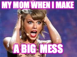 Taylor Swift Florida State | MY MOM WHEN I MAKE; A BIG  MESS | image tagged in taylor swift florida state | made w/ Imgflip meme maker