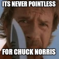 ITS NEVER POINTLESS FOR CHUCK NORRIS | made w/ Imgflip meme maker