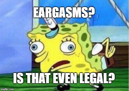 Mocking Spongebob Meme | EARGASMS? IS THAT EVEN LEGAL? | image tagged in memes,mocking spongebob | made w/ Imgflip meme maker