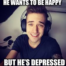 HE WANTS TO BE HAPPY; BUT HE’S DEPRESSED | image tagged in i hate my jumper | made w/ Imgflip meme maker