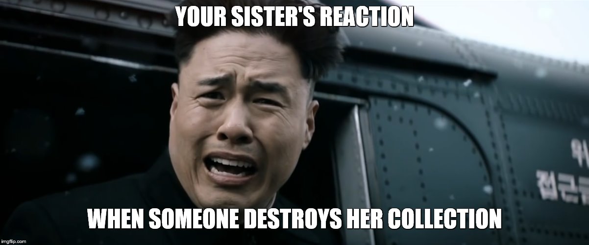 Your sister's reaction when someone destroys her collection | YOUR SISTER'S REACTION; WHEN SOMEONE DESTROYS HER COLLECTION | image tagged in oh really | made w/ Imgflip meme maker