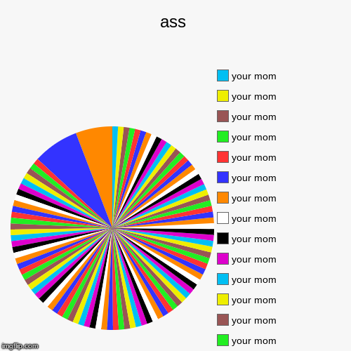 ass | your mom, your mom, your mom, your mom, your mom, your mom, your mom, your mom, your mom, your mom, your mom, your mom, your mom, your | image tagged in funny,pie charts | made w/ Imgflip chart maker