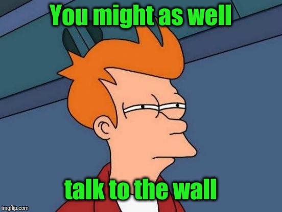 Futurama Fry Meme | You might as well talk to the wall | image tagged in memes,futurama fry | made w/ Imgflip meme maker